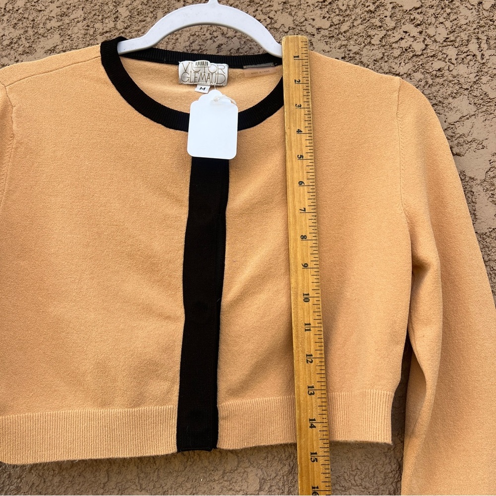 Victor Glemaud Crop Top M Cardigan Black Contrast Cafe Au Lait Ribbed Knit Y2K - Picture 10 of 11